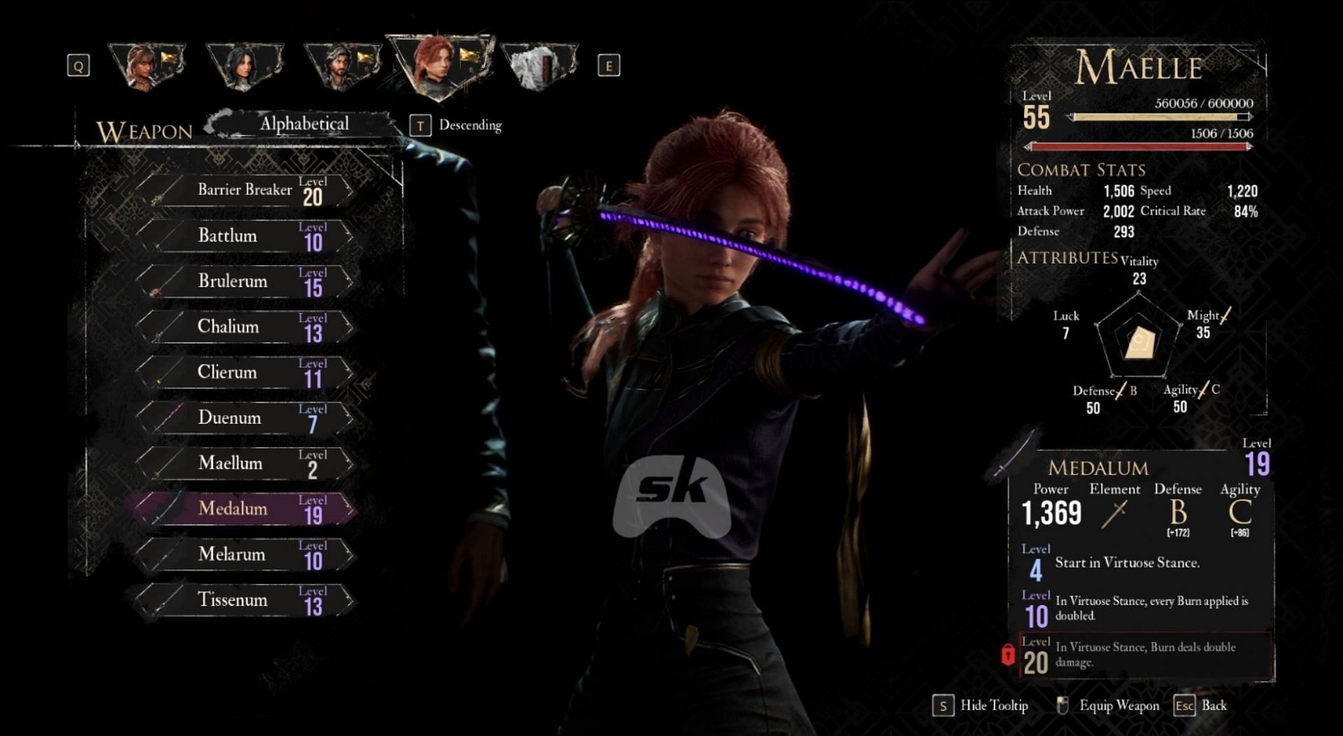 Medalum stats in Expedition 33 (Image via Sportskeeda Gaming || Kepler Interactive)